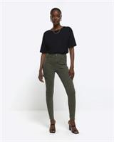 River Island Womens Cargo Jeggings Khaki High Waisted Skinny Pants Bottoms - 6 Short Regular
