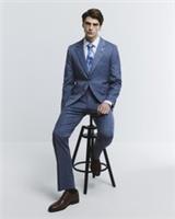 River Island Mens Suit Trousers Blue Check Skinny Hook & Zip Pants Bottoms - 30 Regular Regular