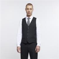 River Island Mens Twill Waistcoat Black Skinny Fit Sleeveless Outerwear Top - 36 Regular Regular