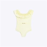 River Island Girls Swimsuit Yellow 3D Flower Detail Frills Swimwear Costume - 15-16 Years Regular