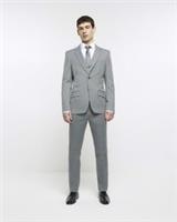 River Island Mens Suit Trousers Grey Slim Fit Twill Button Zip Pants Bottoms - 40 Short Regular