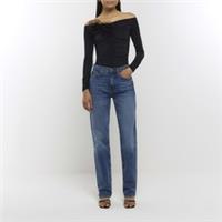 River Island Womens Bodysuit Black Ruched Corsage Detail Long Sleeve Outfit - 6 Regular