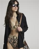 River Island Womens Bikini Top Beige Leopard Print Buckle Swimwear Beachwear - 10 Regular