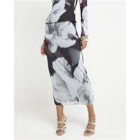 River Island Womens Maxi Skirt Black Floral Print Mesh Fabric Elasticated Waist - 8 Regular