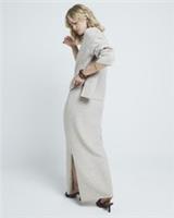 River Island Womens Maxi Skirt Beige Knitted Split Hem Elasticated waist Bottom - L Regular