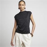 River Island Womens Top Black High Neck Sleeveless Crinkle Fabric Blouse - S Regular