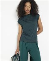 River Island Womens Vest Green Crinkle Fabric Crew Neck Sleeveless Top - S Regular