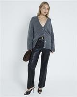 River Island Womens Straight Leg Trousers Black Faux Leather Pants Bottoms - 10 Regular
