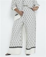 River Island Womens Wide Leg Trousers Plus White Geometric Print Pants Bottoms - 26 Plus