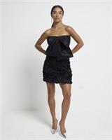 River Island Womens Mini Dress Petite Black Bandeau Bow Detail Sleeveless - 10 Petites