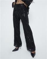 River Island Womens Fringe Trousers Petite Black Sequin Tailored Pants Bottoms - 6 Petites