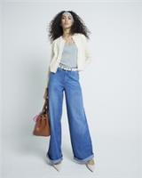 River Island Womens Super Wide Jeans Blue Denim Trousers Pants Bottoms - 6 Long Regular