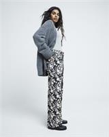 River Island Womens Jeans Petite Black Relaxed Straight Floral Cropped Bottoms - 10 Extra Short Petites