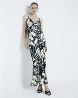 River Island Womens Maxi Slip Dress Grey Abstract Print Satin Cowl Neck - 6 Regular