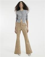 River Island Womens Bootcut Trousers Beige Faux Leather Tiger Pants Bottoms - 6 Regular