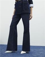 River Island Womens Wide Leg Jeans Blue Elasticated Waist Trousers Pants Bottoms - 6 Long Regular