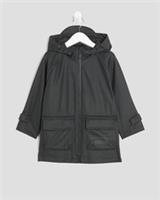 River Island Mini Boys Coat Black Raincoat Drawstring Hooded Outerwear Top - 18-24 Months Regular