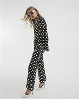 River Island Womens Flared Trousers Petite Black Crochet Pants Bottoms - 8 Petites