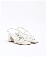 River Island Womens Sandals White Wide Fit Strappy Block Heel Summer Shoes
