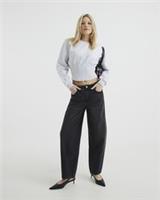 River Island Womens Barrel Jeans Black Elasticated Waist Trousers Pants Bottoms - 6 Long Regular