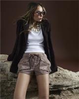 River Island Womens Cargo Hotpants Shorts Brown Elasticated Drawstring Bottoms - 14 Regular