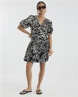 River Island Womens Mini Dress Petite Black Short Sleeve Floral V-Neck - 6 Petites
