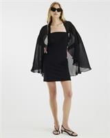 River Island Womens Mini Dress Black Pleated Cape Square Neck Sleeveless - S Regular