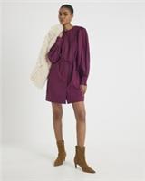 River Island Womens Mini Shirt Dress Red Scalloped Collar Balloon Sleeve Button - S Regular