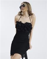 River Island Womens Mini Dress Black Corsage Halter Neck Sleeveless Casual - L Regular