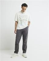 River Island Mens Joggers Grey Regular Fit Pull On Trousers Pants Bottoms - S / Long Regular