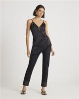 River Island Womens Slim Jeans Black Glitter Turn Up Cuff Denim Trousers Pants - 6 Regular Regular