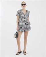 River Island Womens Flare Shorts Black Gingham Pleated Concealed Zip Bottoms - 8 Regular