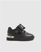 River Island Mini Girls Trainers Black Bow Glitter Sneakers Round Toe Flat Shoes