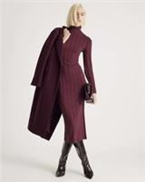 River Island Womens Midi Dress Red Cosy Wide Rib High Neck Long Sleeve Fitted - XS Regular