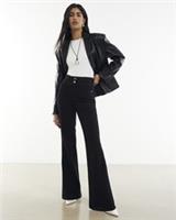River Island Womens Flared Jeans Black High Rise Relaxed Denim Trousers Bottoms - 14 Short Regular