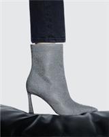 River Island Womens Ankle Boots Silver Glitter Pointed Toe Stiletto Heel Shoes