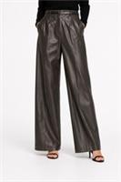 River Island Womens Wide Leg Trousers Petite Brown Faux Leather Pants Bottoms - 10 Petites
