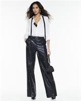 River Island Womens Trousers Black Faux Leather Pearl Embellished Pants Bottoms - 6 Regular