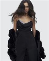 River Island Womens Jumpsuit Black Cowl Neck Diamante Detail Sleeveless Outfit - S Regular