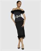 River Island Womens Bardot Top Black Feather Trim Zip Back Fastening Blouse - 6 Regular