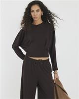 River Island Womens Sweatshirt Brown Premium Batwing Sleeve Crew Pullover Top - XL Regular