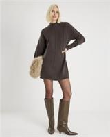 River Island Womens Jumper Dress Brown Knitted Long Sleeve High Neck Sweater Top - XL Regular