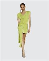 River Island Womens Mini Bodycon Dress Green Embellished Drape Trim Boat Neck - 8 Regular