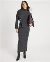 River Island Womens Top Grey Long Sleeve Cosy Gold Detail Roll Neck Blouse - L Regular