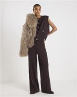 River Island Womens Trousers Brown Wide Leg Knitted Elasticated Pants Bottoms - XL Regular