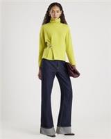 River Island Womens Top Green Long Sleeve Cosy Gold Detail Roll Neck Blouse - L Regular