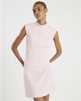 River Island Womens Top Pink Sleeveless Diamante Collar Bow High neck Blouse - 14 Regular