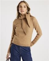 River Island Womens Jumper Brown Knitted Crew Neck Tie Sweater Pullover Top - XS Regular
