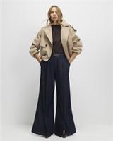 River Island Womens Wide Leg Jeans Blue Belted Split Hem Denim Trousers Bottoms - 8 Regular Regular