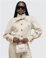 River Island Womens Jacket Cream Long Sleeve Herringbone Tie Neck Outerwear Top - 14 Regular